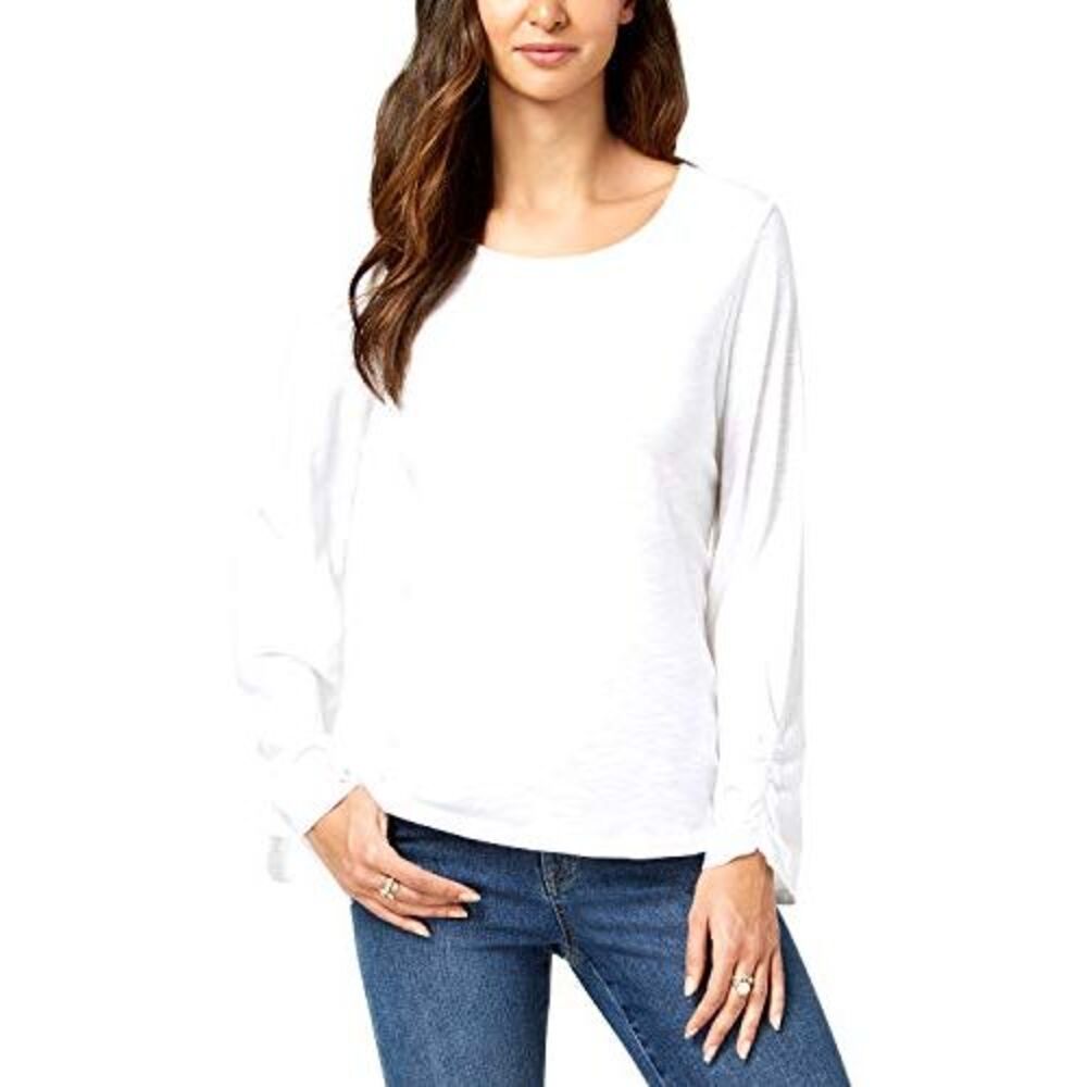 Style & Co Ruched Sleeve Top - Picture 2 of 4